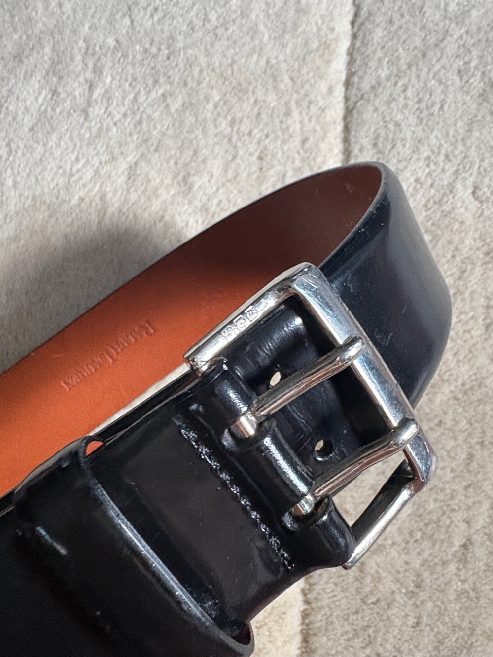 VINTAGE Ralph Lauren Black Leather Belt with Silver double Buckle